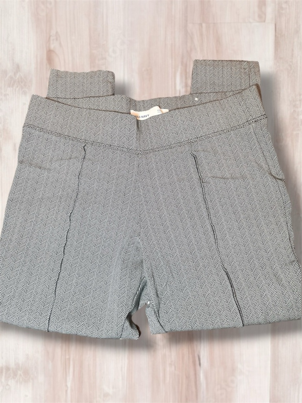 Old Navy Stevie High Rise Black White Herringbone Skinny Pants L Pull On Stretch